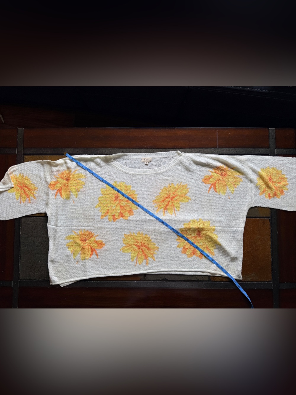 Pol small cream sunflower a frame new lightweight sweater